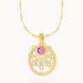 Hollow Mithna Pendant July Birthstone Set