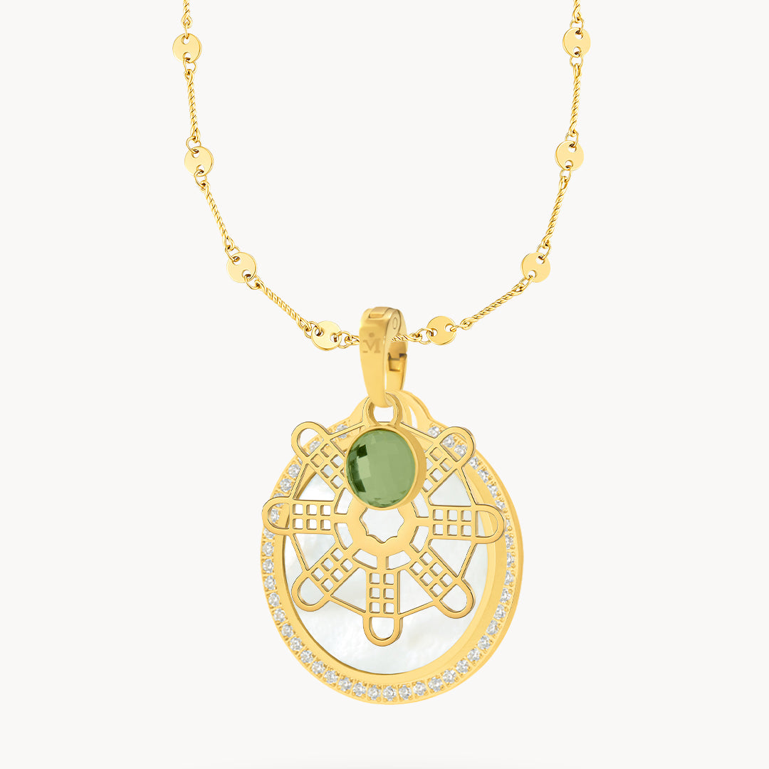 Hollow Mithna Pendant August Birthstone Set