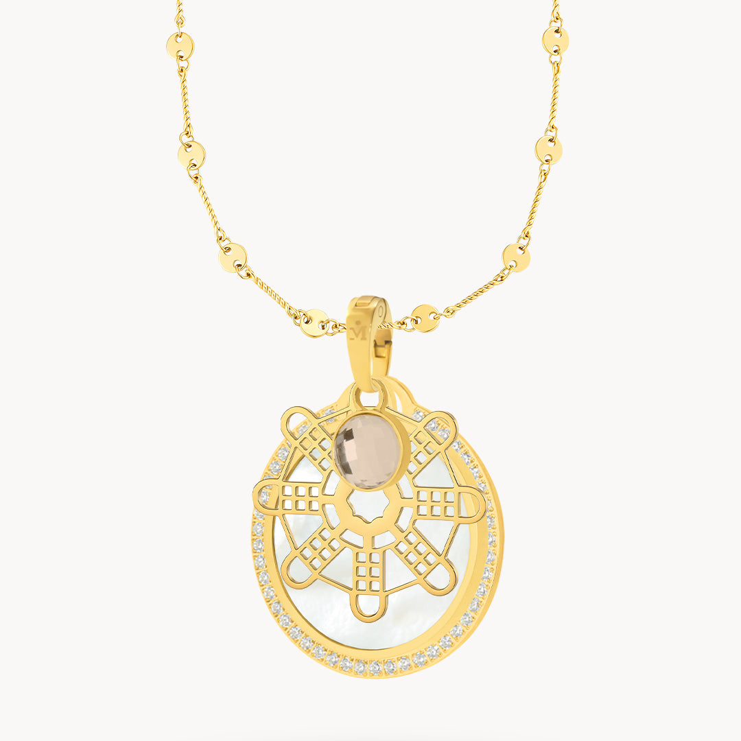 Hollow Mithna Pendant October Birthstone Set