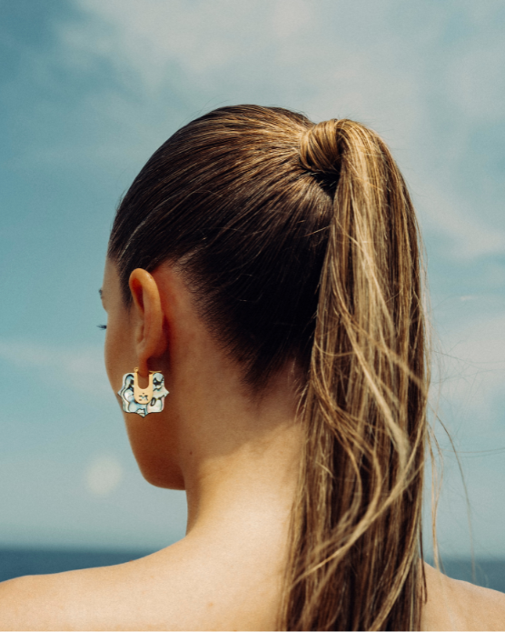 Bizzilla Fearlessness Abalone Hoop Earrings