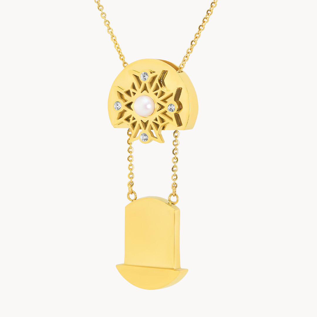 Timeless Pearl Secret Sliding Engravable Locket Necklace