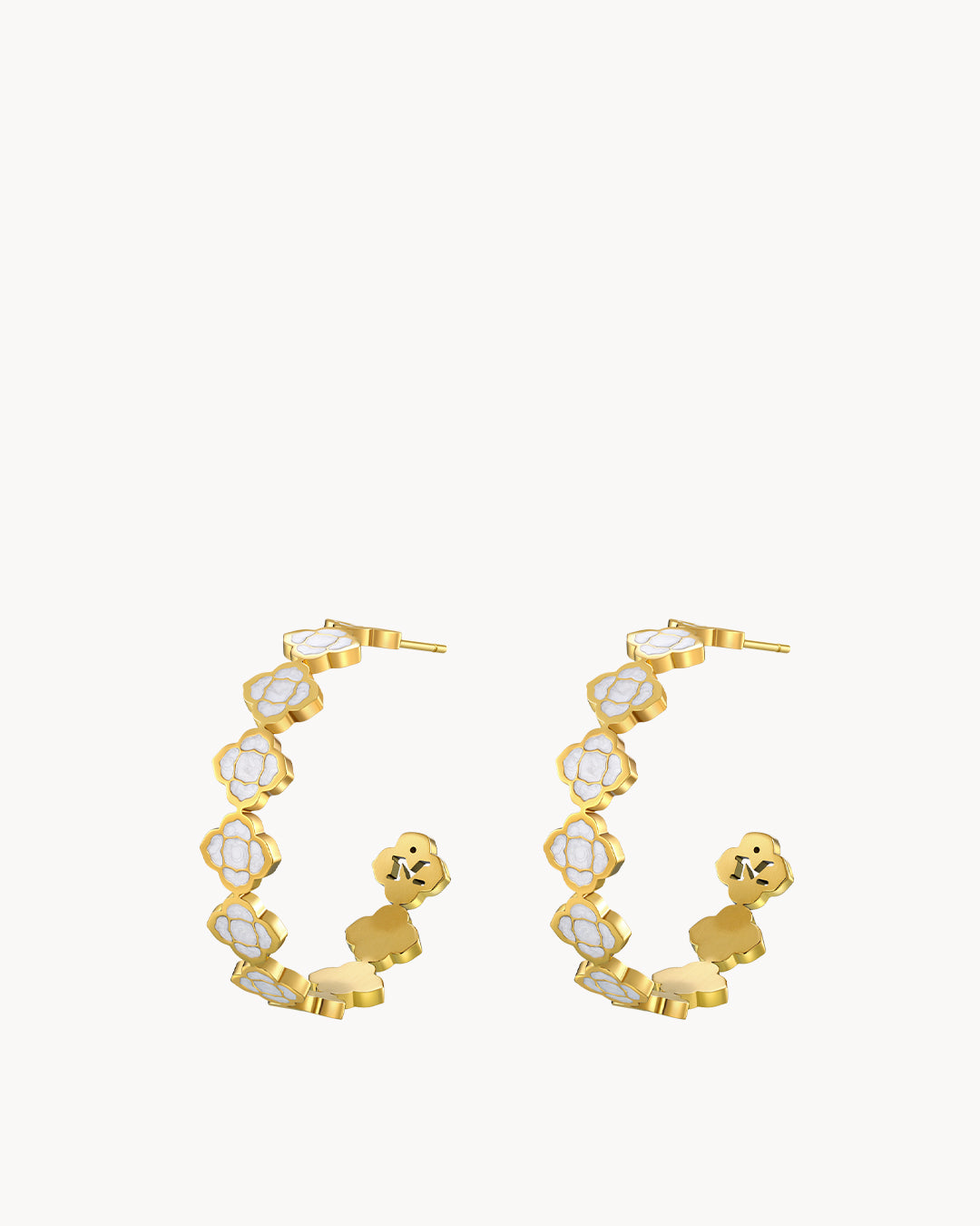 Bizzilla White Dainty Signature Hoop Earrings