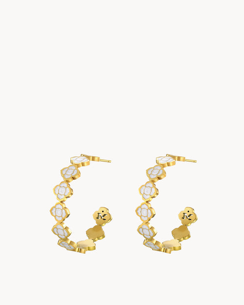Bizzilla White Dainty Signature Hoop Earrings