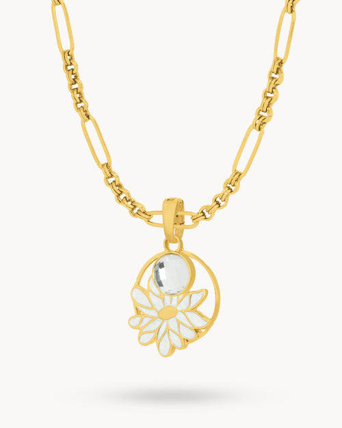 April Birth Flower Birthstone Necklace Set, Gold