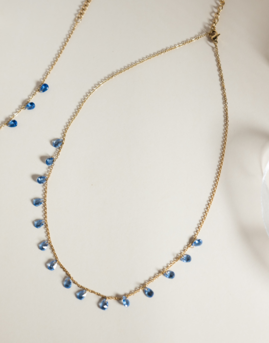 Blue Teardrop Choker Set