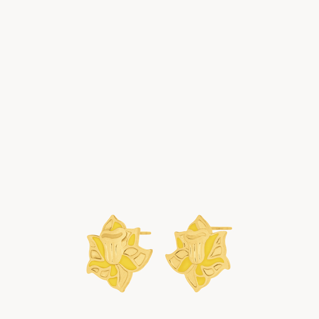 March Birth Flower Studs, Daffodil
