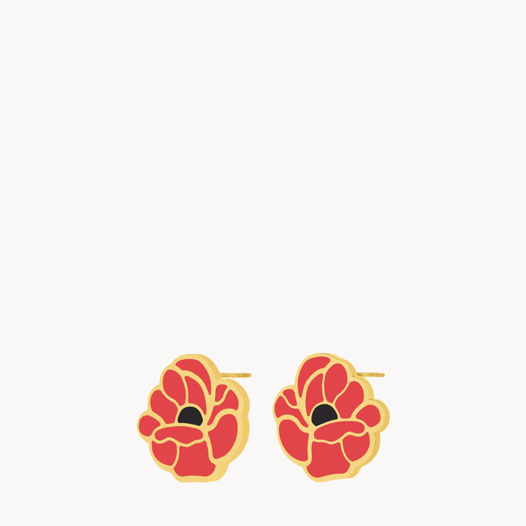 August Birth Flower Studs, Poppy