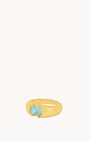 March Birthstone Peace Signet Ring