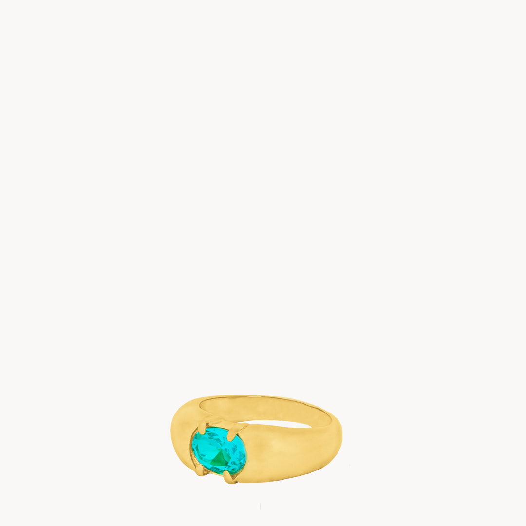 May Birthstone Friendship Signet Ring