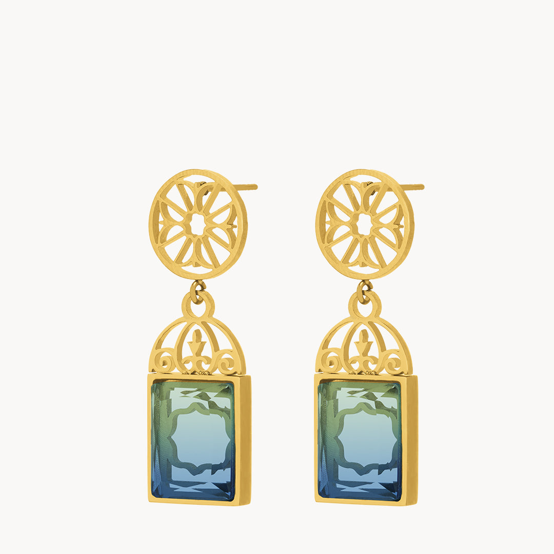 Blue Dazzling Mdina Bieb Dangling Earrings