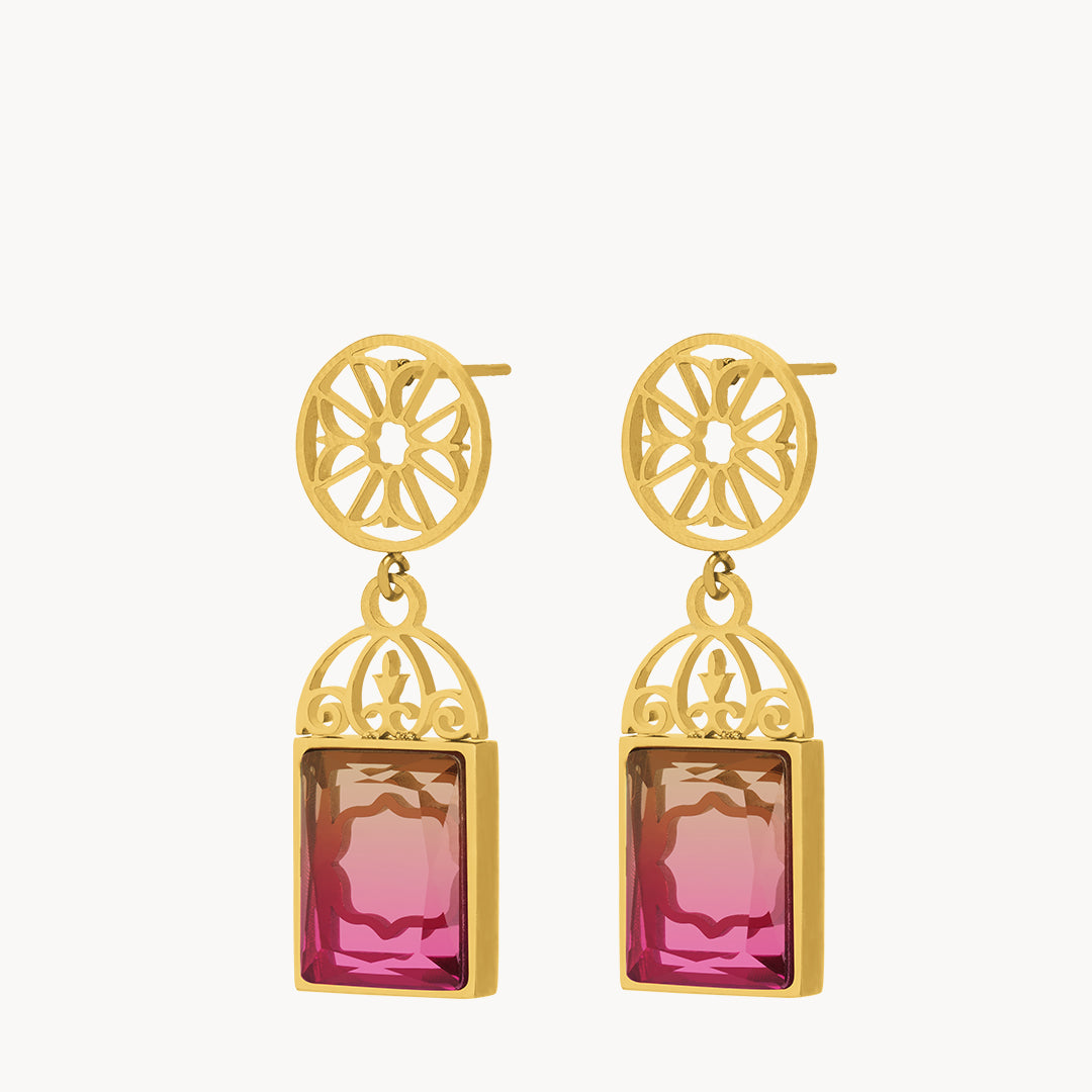 Burgundy Dazzling Mdina Bieb Dangling Earrings
