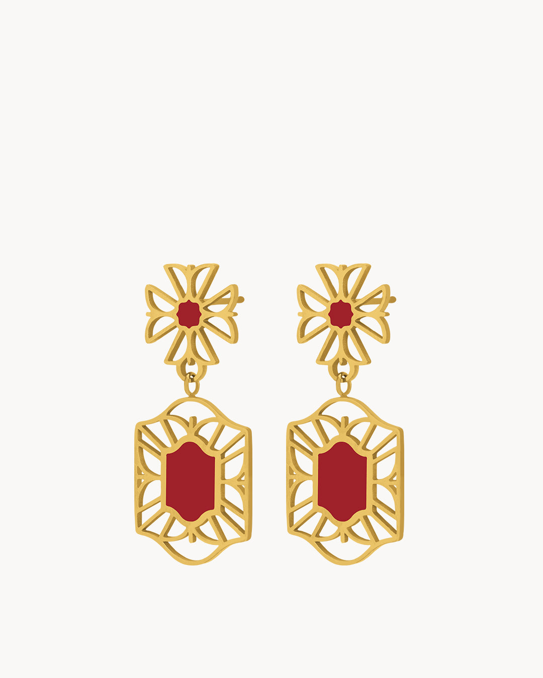 Red Adventure Cospicua Bieb Dangling Earrings