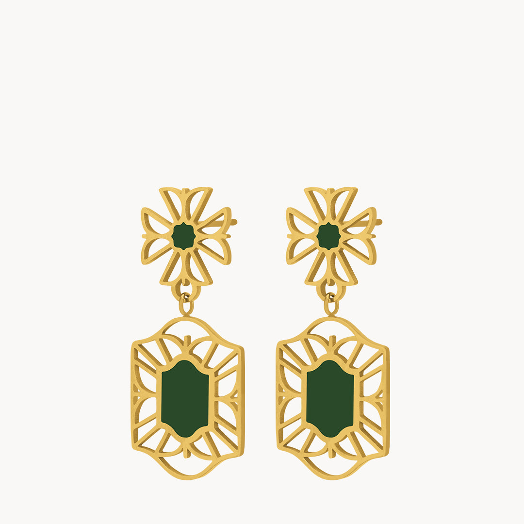 Green Confidence Cospicua Bieb Dangling Earrings