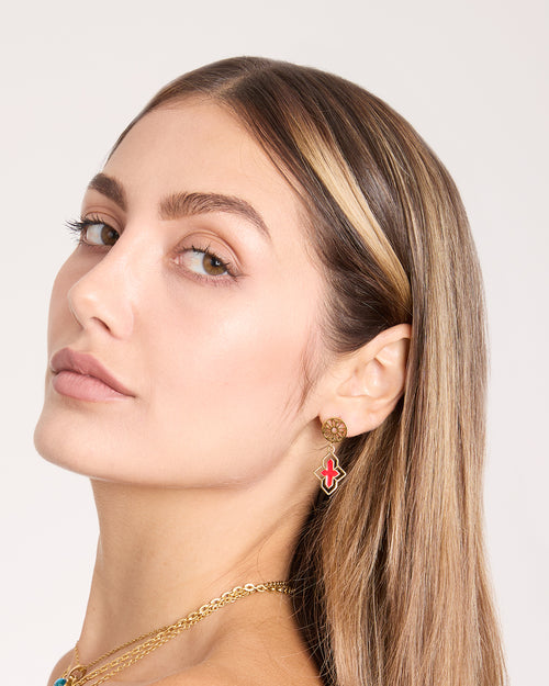 Red Adventure Senglea Bieb Dangling Earrings