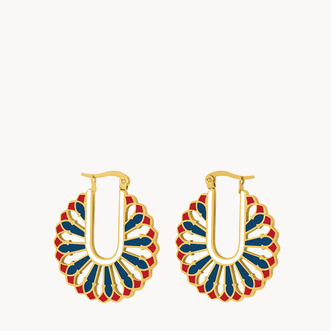 Reversible Blue Lodge Hoop Earrings