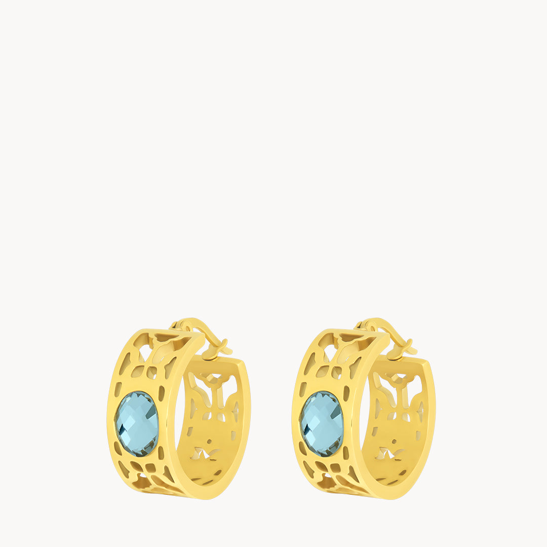 March Birthstone Peace Bizzilla Hoop Earrings
