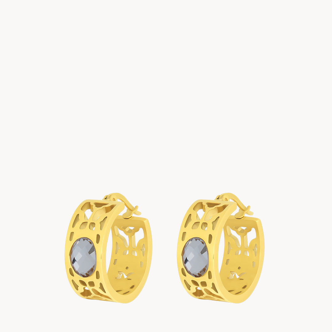 June Birthstone Peace Strenght Hoop Earrings