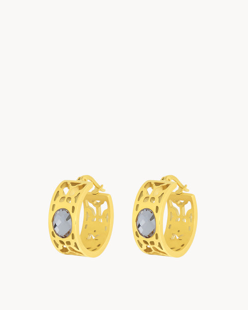 June Birthstone Peace Strenght Hoop Earrings