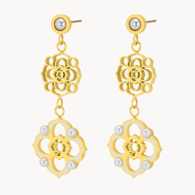 White Timeless Pearl Bizzilla Dangling Earrings