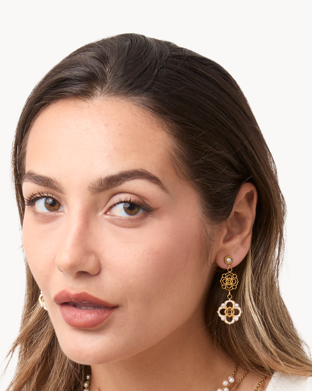 White Timeless Pearl Bizzilla Dangling Earrings