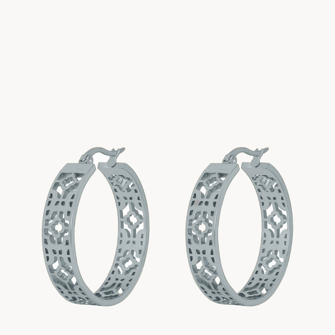 Bizzilla Silver Statement Hoop Earrings