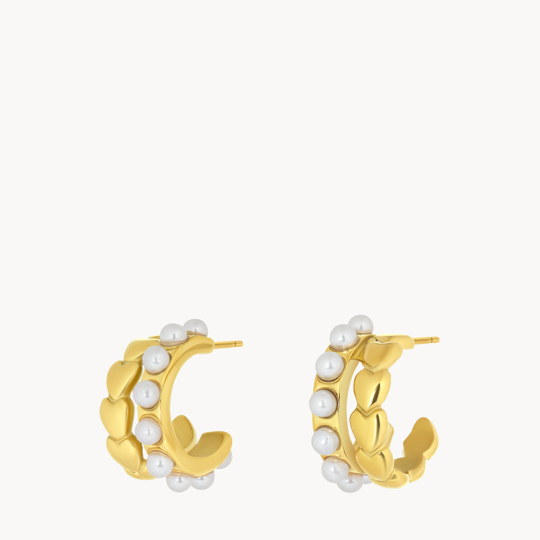 Timeless Pearl Crescent Hoop Earrings