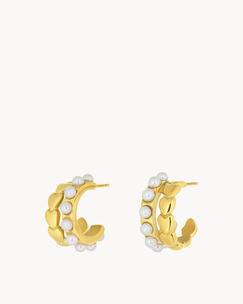 Timeless Pearl Crescent Hoop Earrings