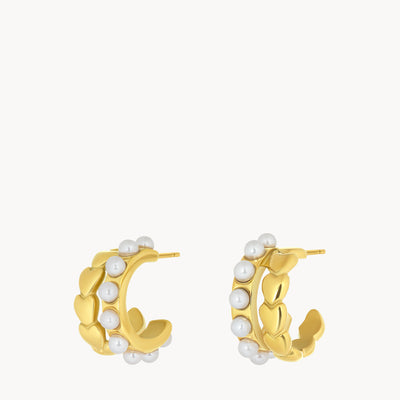 Timeless Pearl Crescent Hoop Earrings