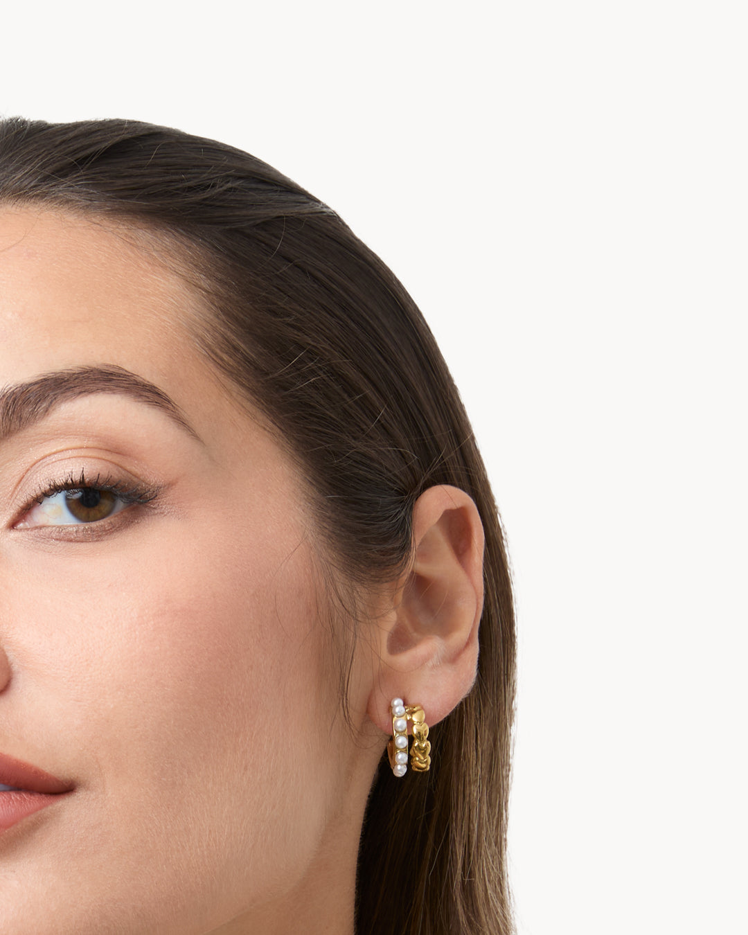 Timeless Pearl Crescent Hoop Earrings