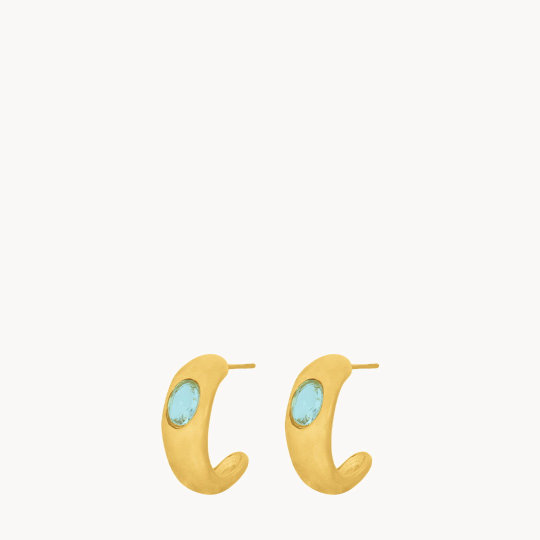 March Birthstone Peace Hoop Earrings