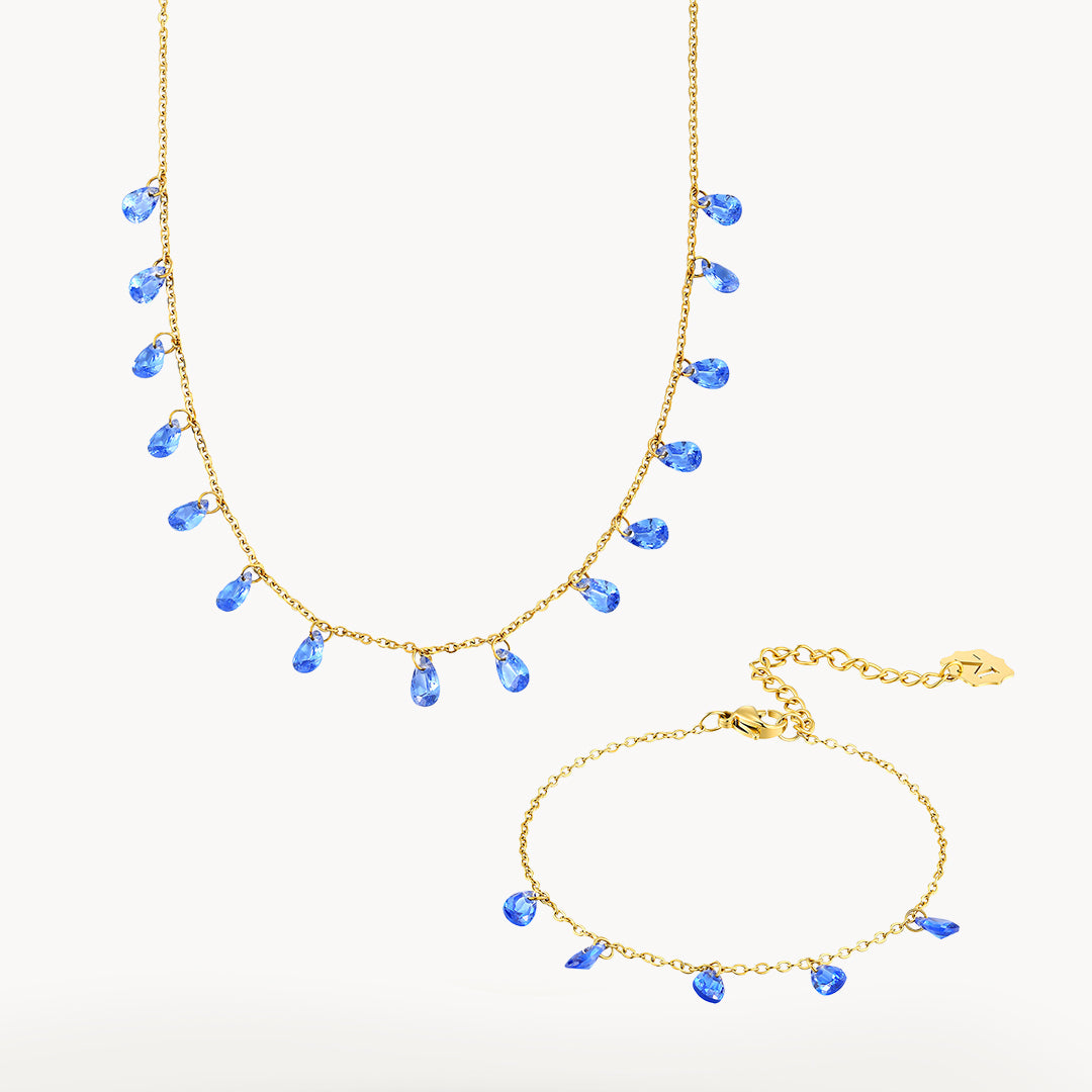 Blue Teardrop Choker Set