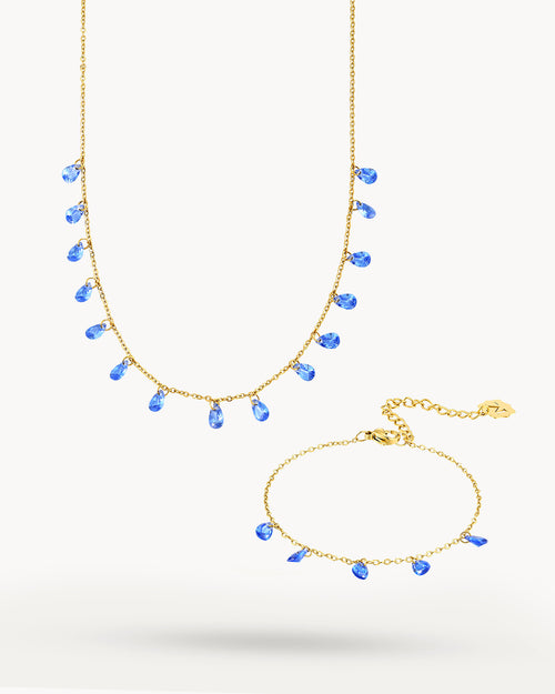Blue Teardrop Choker Set