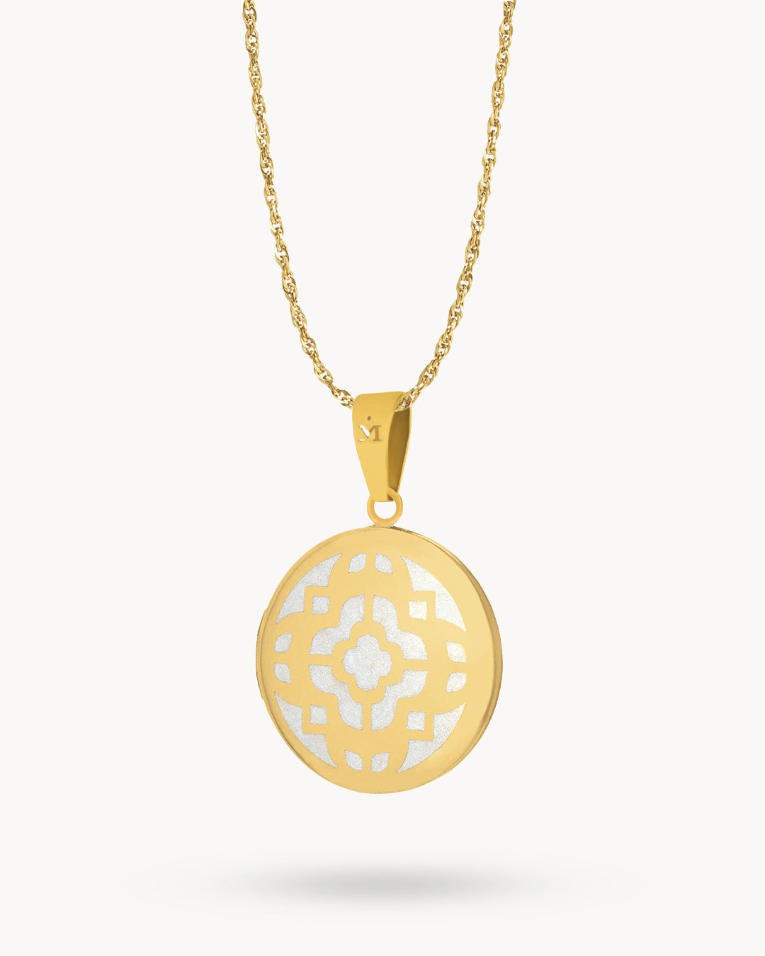 White Bizzilla Locket Necklace Set