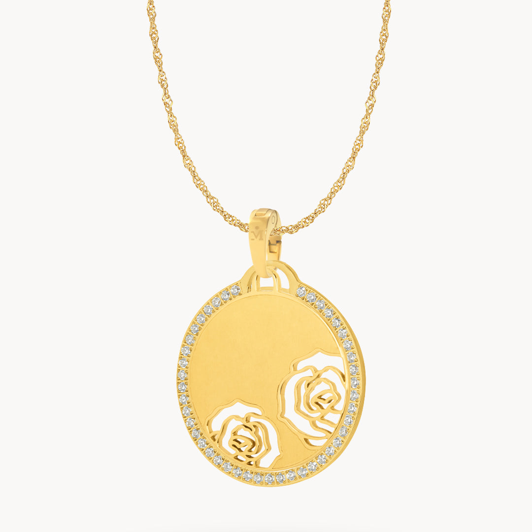 Rose Engravable Halo Necklace Set