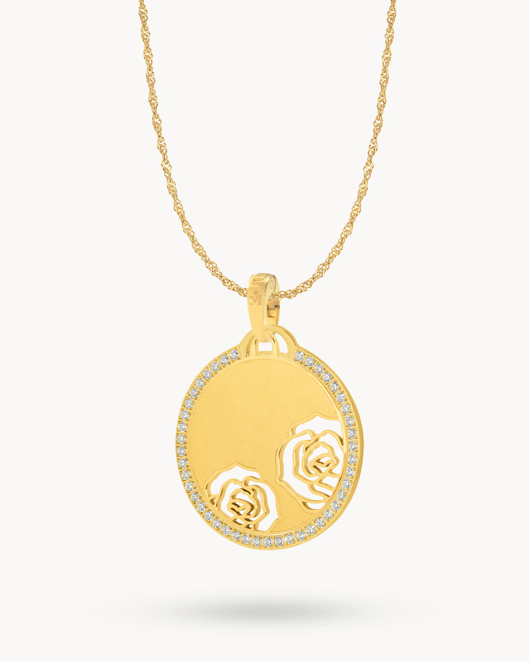 Rose Engravable Halo Necklace Set