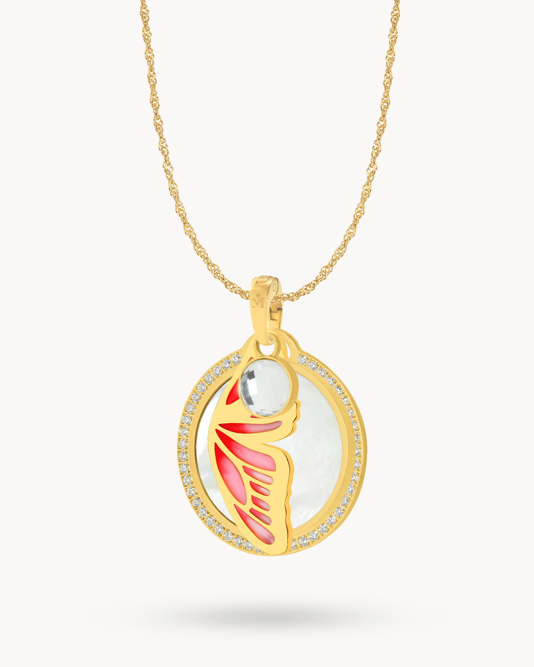 Butterfly Protection Birthstone Halo Necklace Set