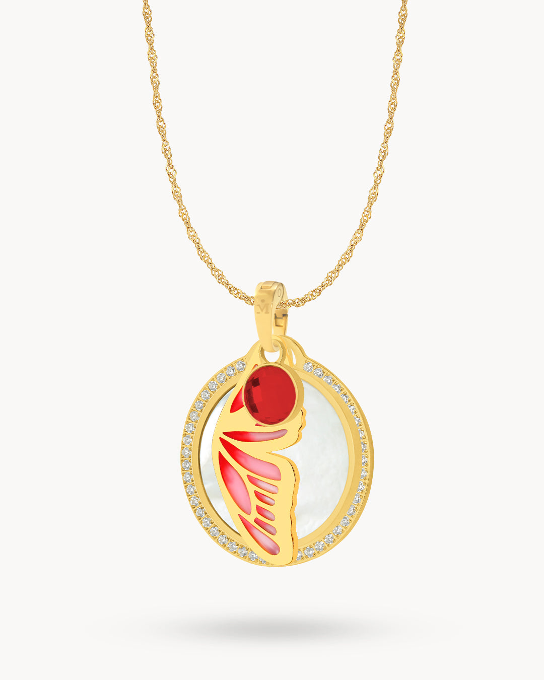 Butterfly Protection Birthstone Halo Necklace Set