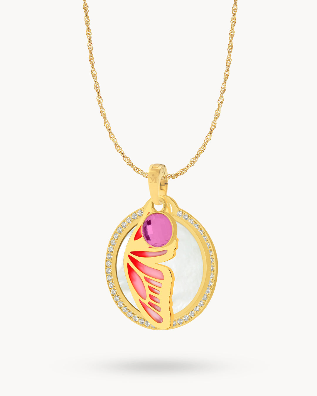 Butterfly Protection Birthstone Halo Necklace Set