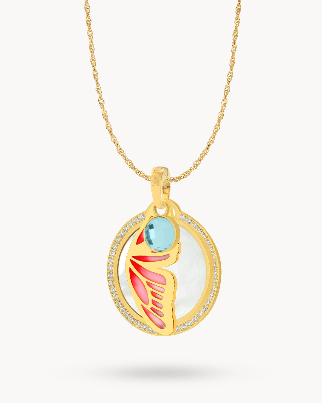 Butterfly Protection Birthstone Halo Necklace Set