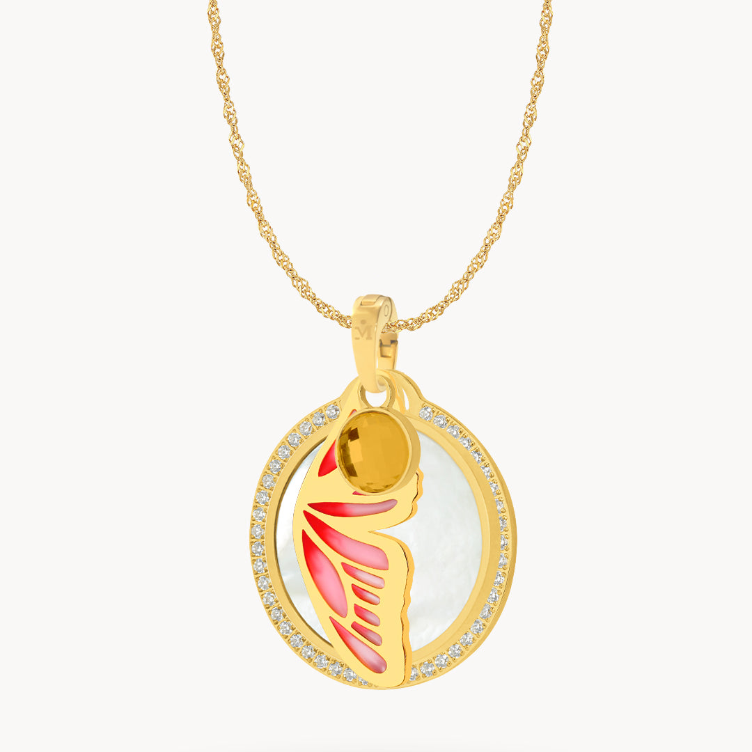 Butterfly Protection Birthstone Halo Necklace Set