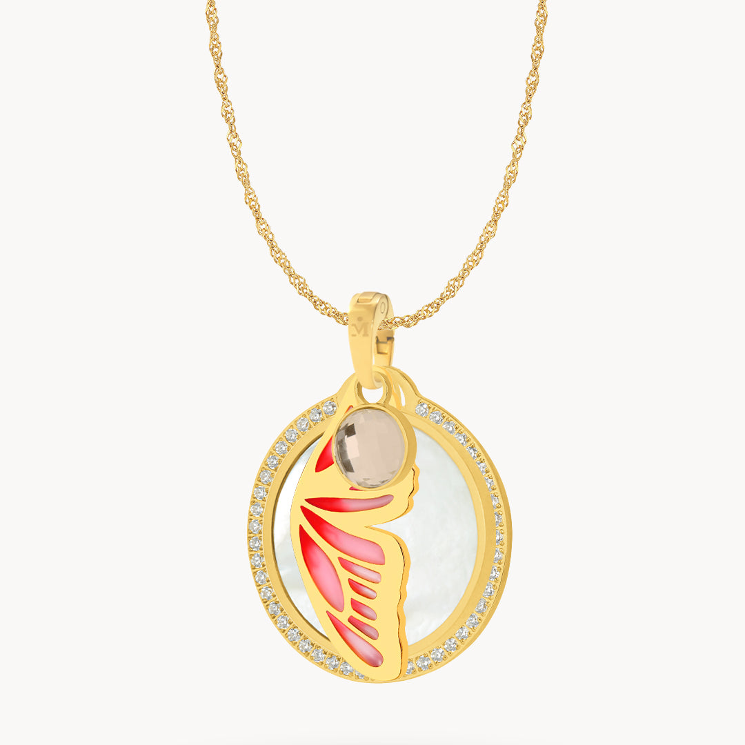 Butterfly Protection Birthstone Halo Necklace Set