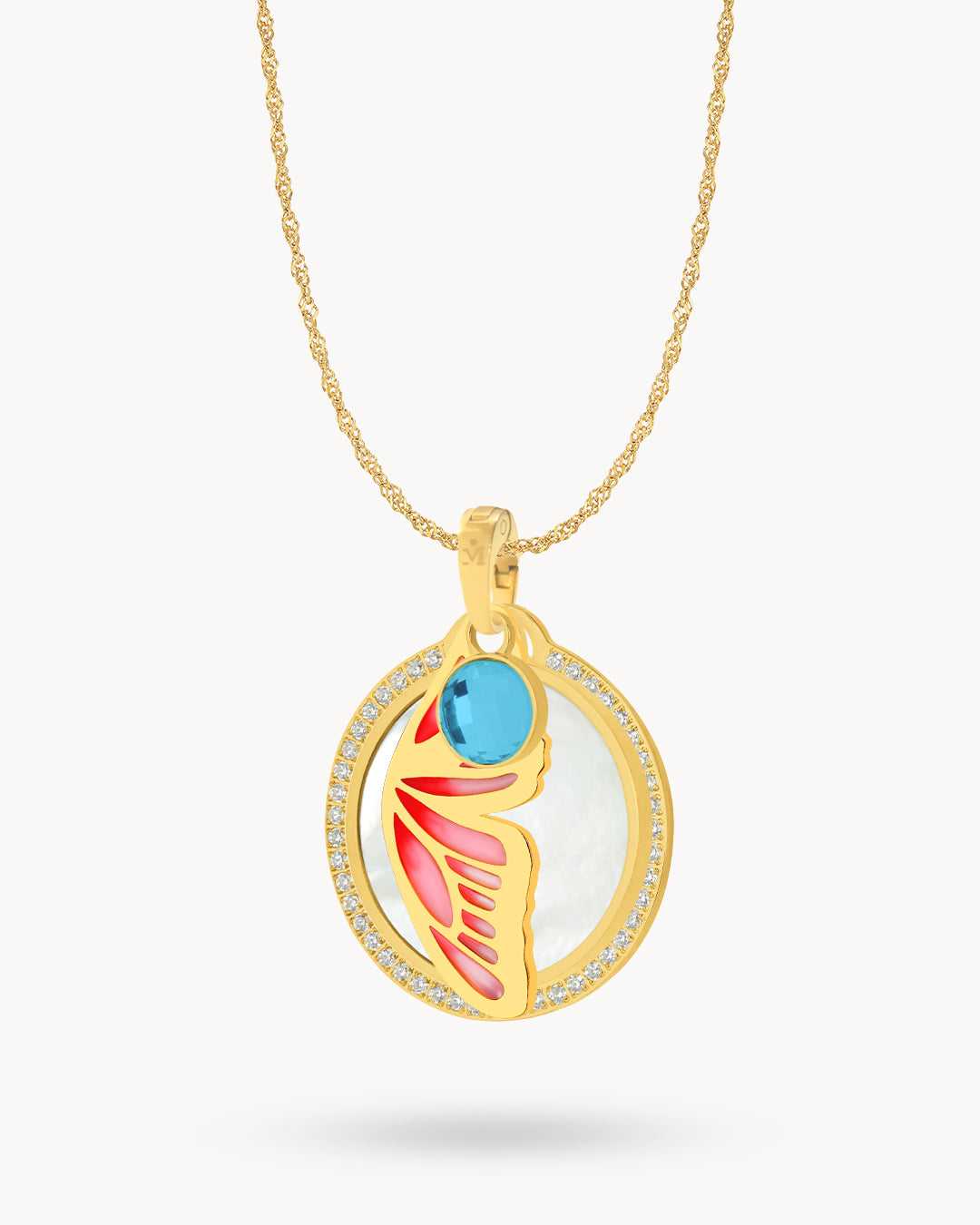 Butterfly Protection Birthstone Halo Necklace Set