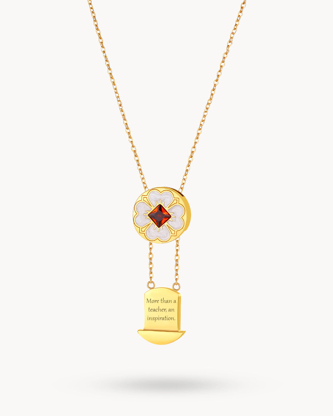 Teachers White Flower Engravable Locket