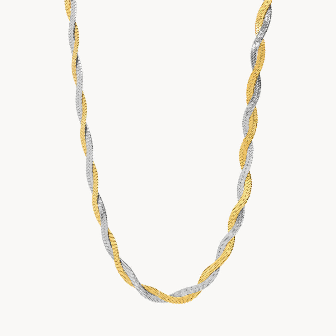 Double Snake Gold And Silver Chain Necklace