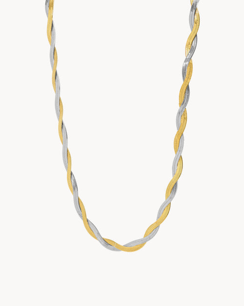 Double Snake Gold And Silver Chain Necklace