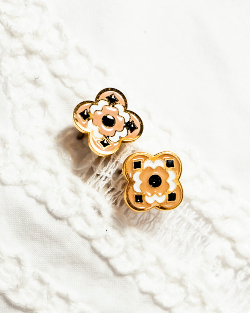 Bizzilla Black And White Stud Earrings