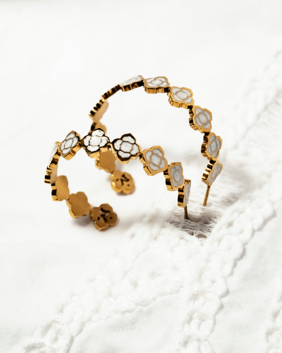 Bizzilla White Dainty Signature Hoop Earrings
