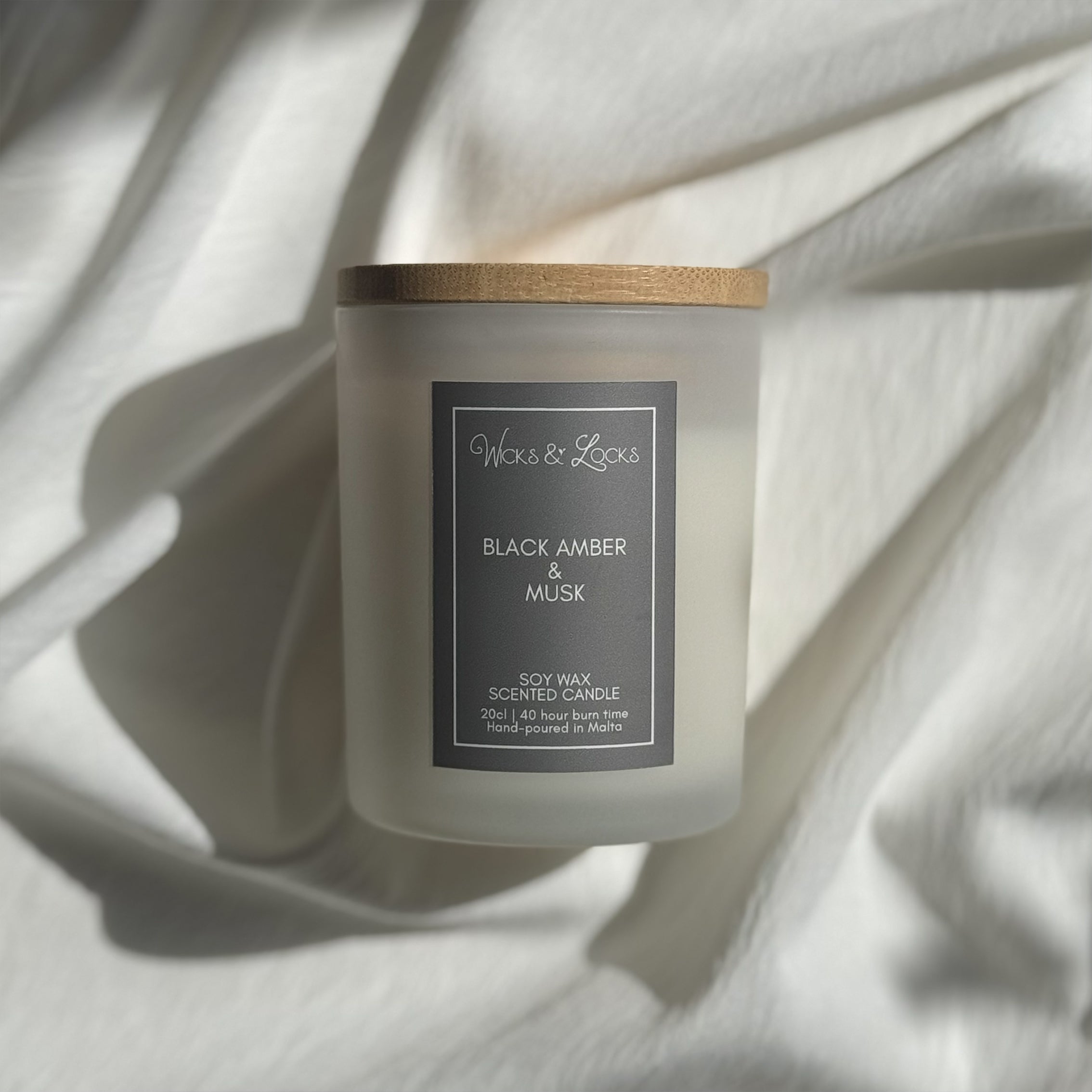 Wicks & Locks Black Amber & Musk - Luxury Scented Candle
