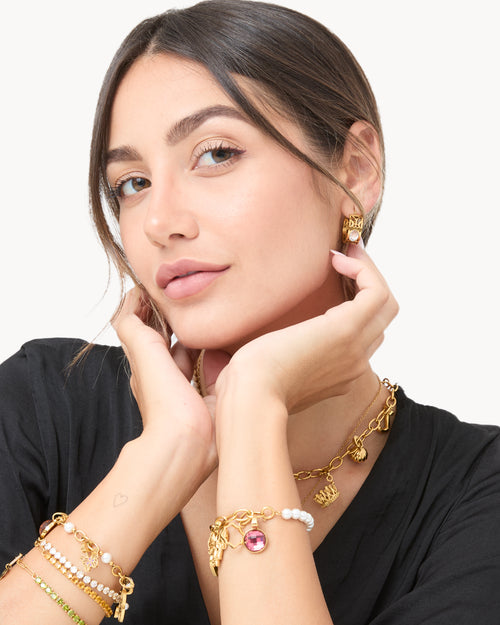 Bold Timeless Pearl Charm Bracelet
