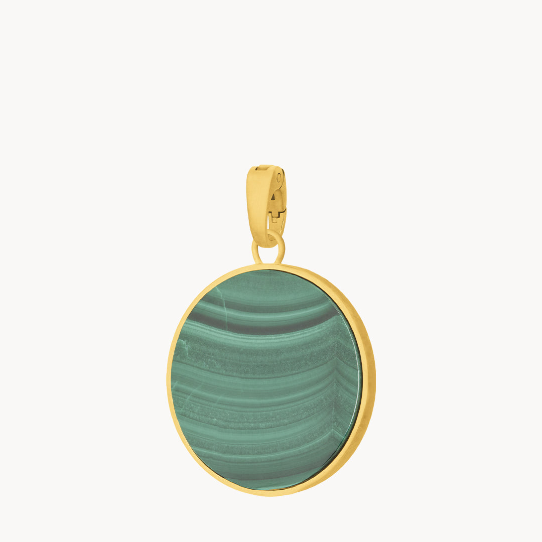 Optimism Stone Malachite Statement Pendant, Gold